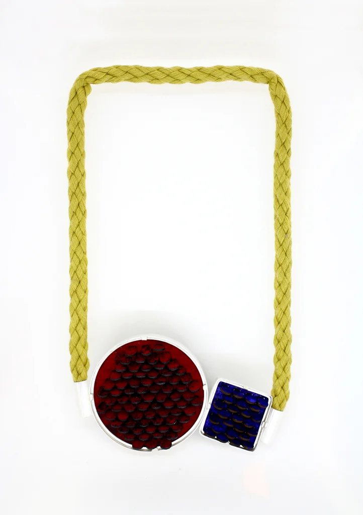 La dispute, 2015 | Sterling silver, steel, paper, resin, pigments, cotton cord Available at L.A. Pai Gallery