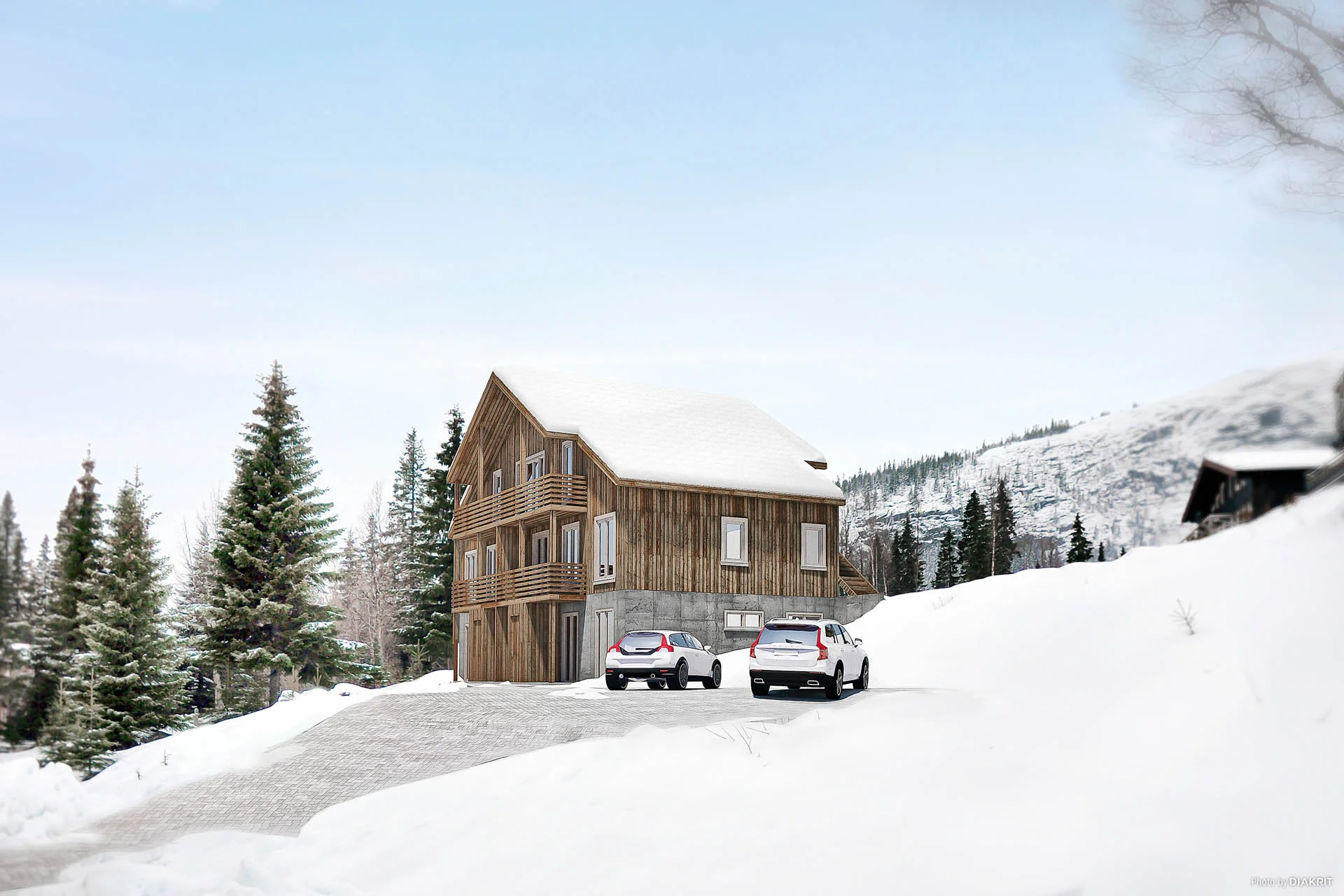 Tege Lodge 2 - renderad bild från mäklares säljmaterial
