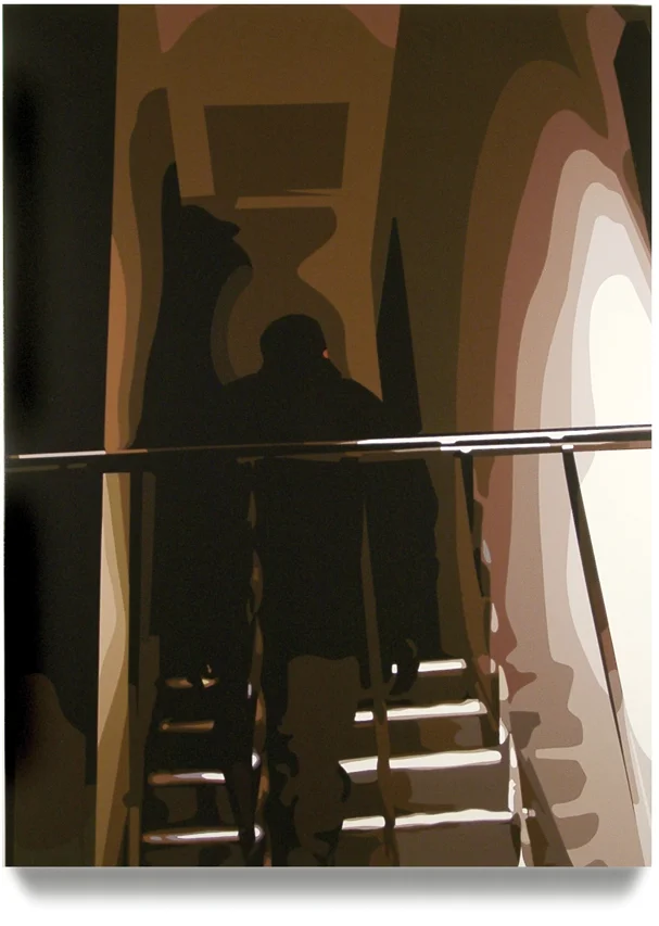  Man Ascending Stairs , 60 x 45, Oil enamel on canvas