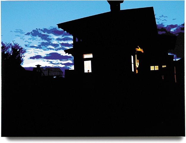 5:53 , 2003, 32 x 43, Oil enamel on canvas