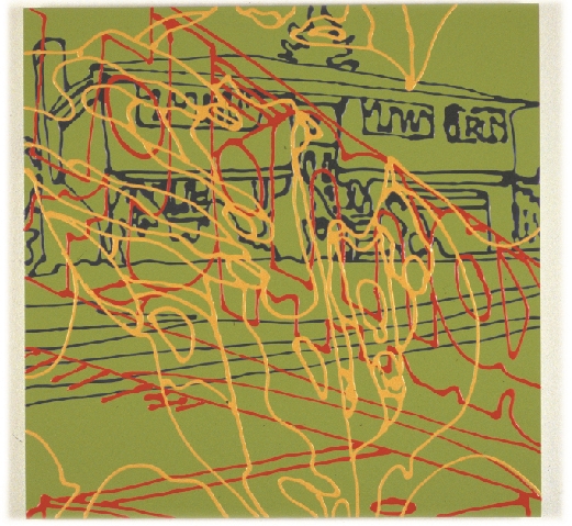 Mrs. A. Goes to Town, 2002, 24 x 24, Oil Enamel on Dibond 