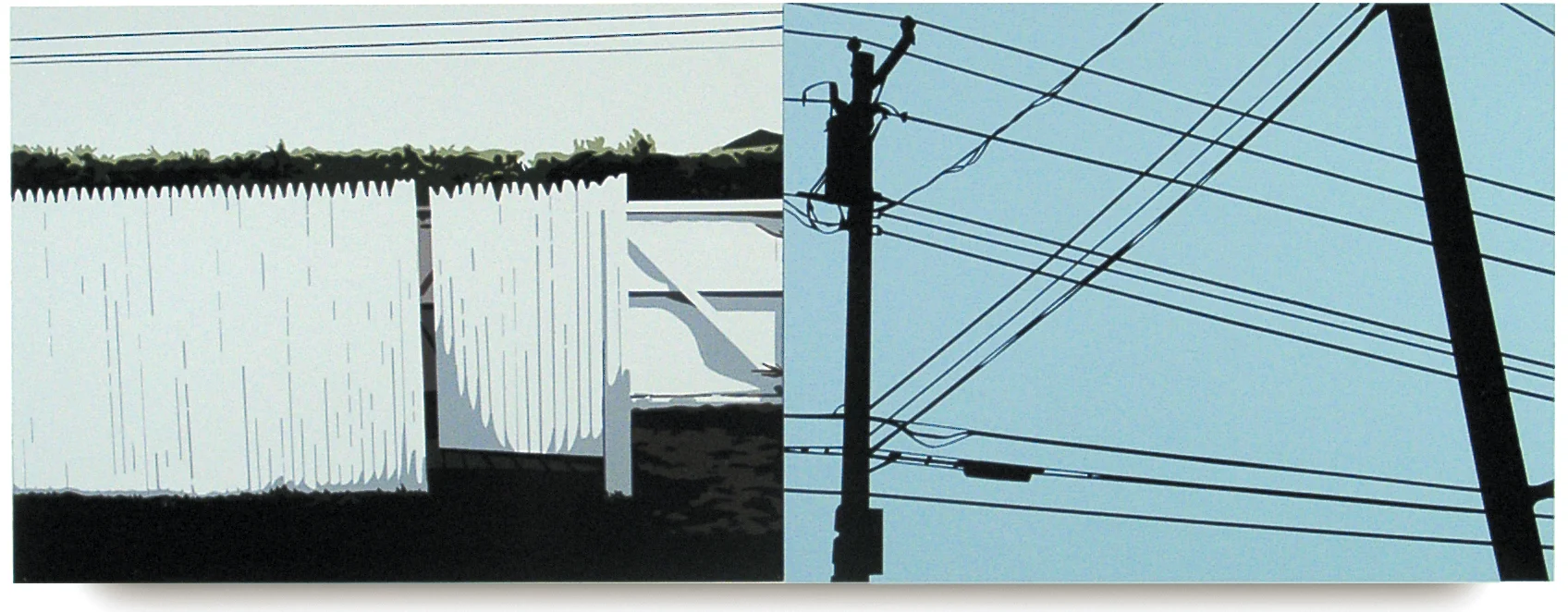 Dune Road, 2002, Diptych, 9 x 24, Oil Enamel on Resin Paper 