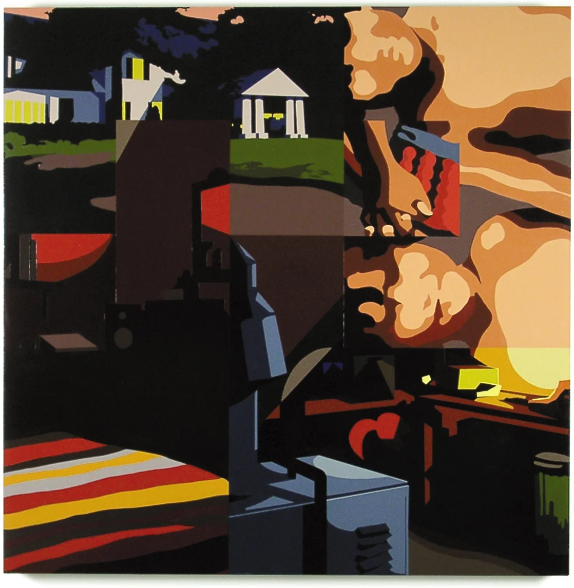 Drinks at 7, Dinner at 8, 2000, 44 x 44, Oil Enamel on Canvas