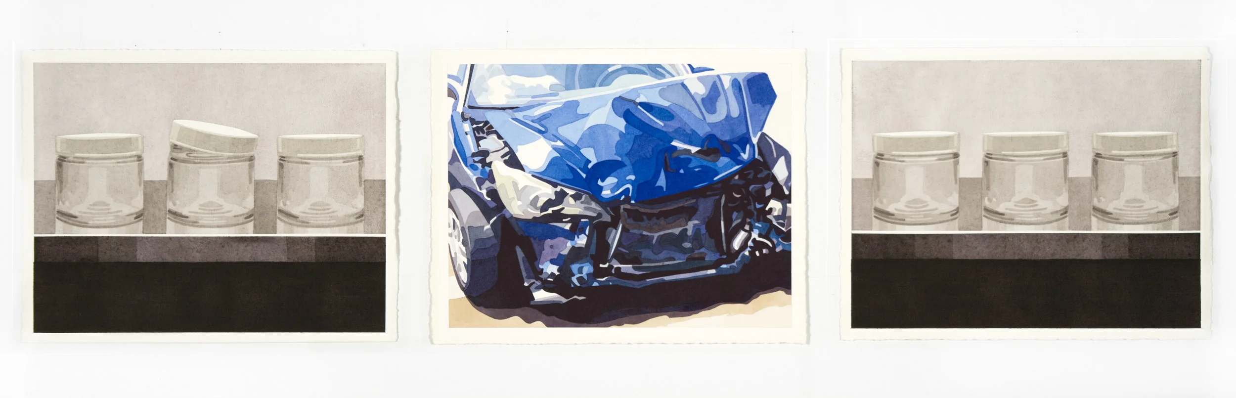 Ritual 2017, 11" x 14" ea., triptych, watercolor on paper