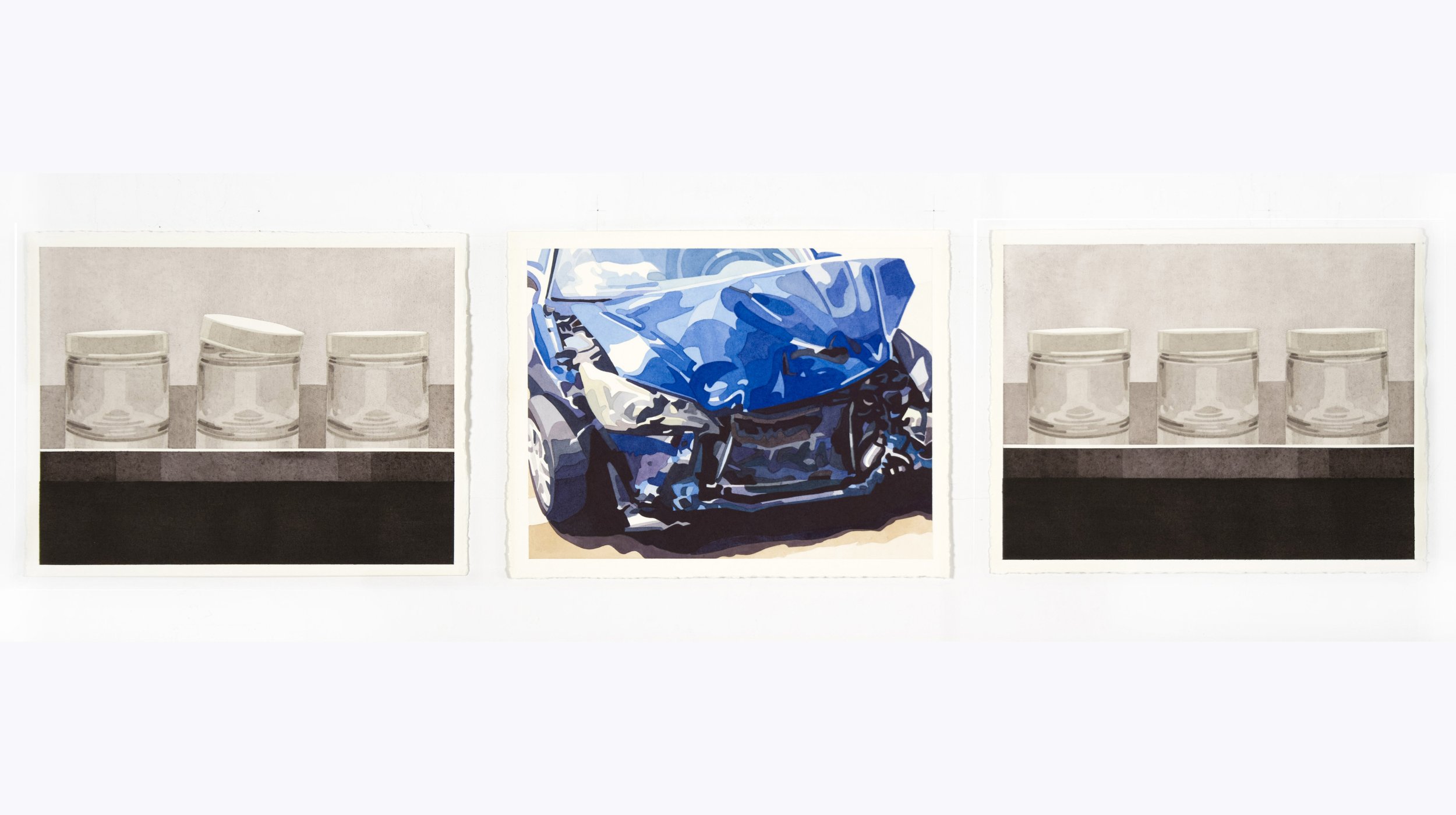   Ritual  Triptych, 11” x  14” each Watercolor on paper 2016 