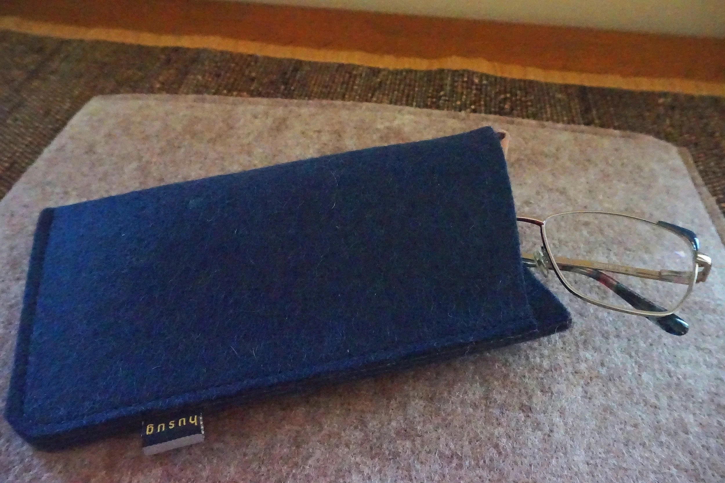 Felt Dark Blue Slip-in Glasses Case