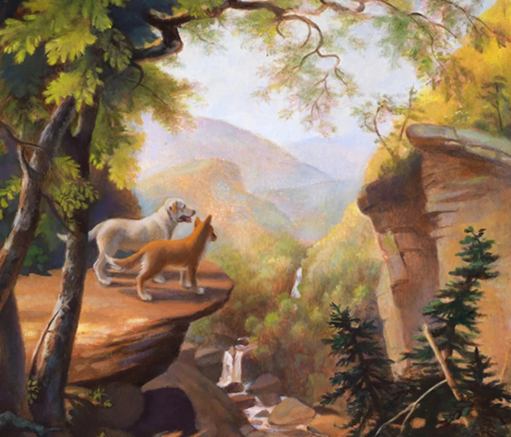 Shiprock & Anchordog: Kindred Spirits by Barbara Johnson. My mom painted Shiprock & Anchordog because she loves to support the project.