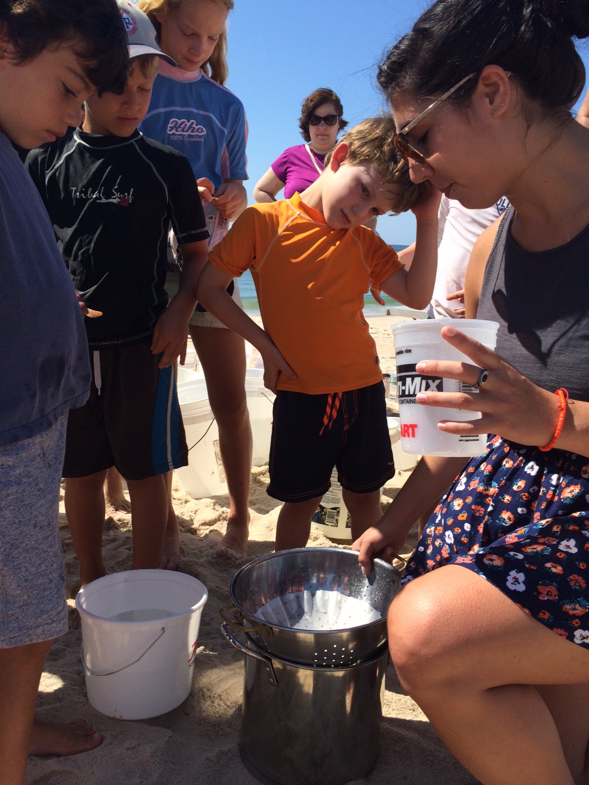  Getting ready to strain some fresh salt water!  Photo: Molly Adams,&nbsp;SoFo.org  