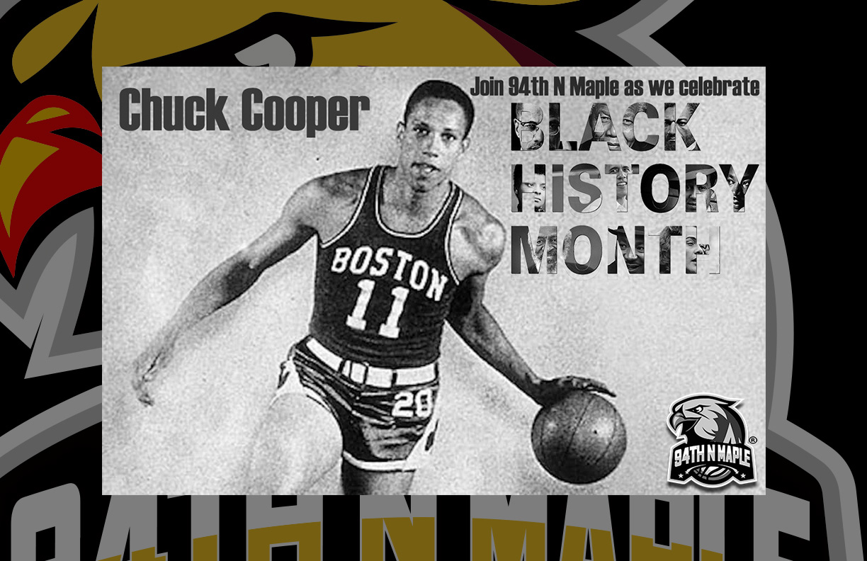 Cooper was the first black player taken in the NBA Draft, after being chosen 13th overall by the Boston Celtics in 1950.Playing for legendary coach Red Auerbach, Cooper and future Hall-of-Famer Bob Cousy helped bring the Celtics back from their early years’ mediocrity. For four seasons, Cooper served as a reliable piece for the Celtics, averaging 6.8 points and 6.6 rebounds per game.