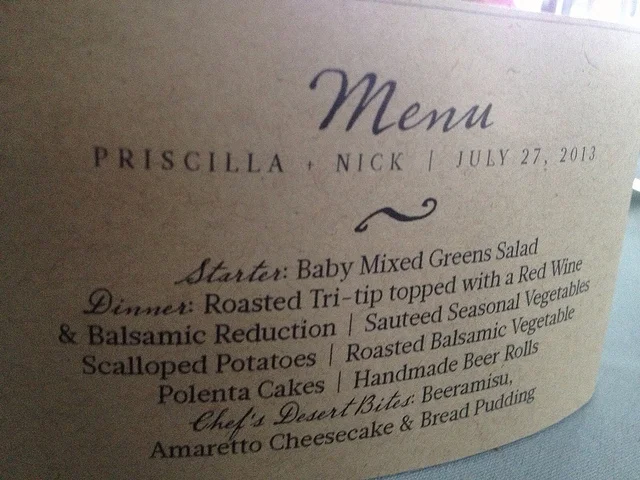 Priscilla + Nick Wedding Menu Sign