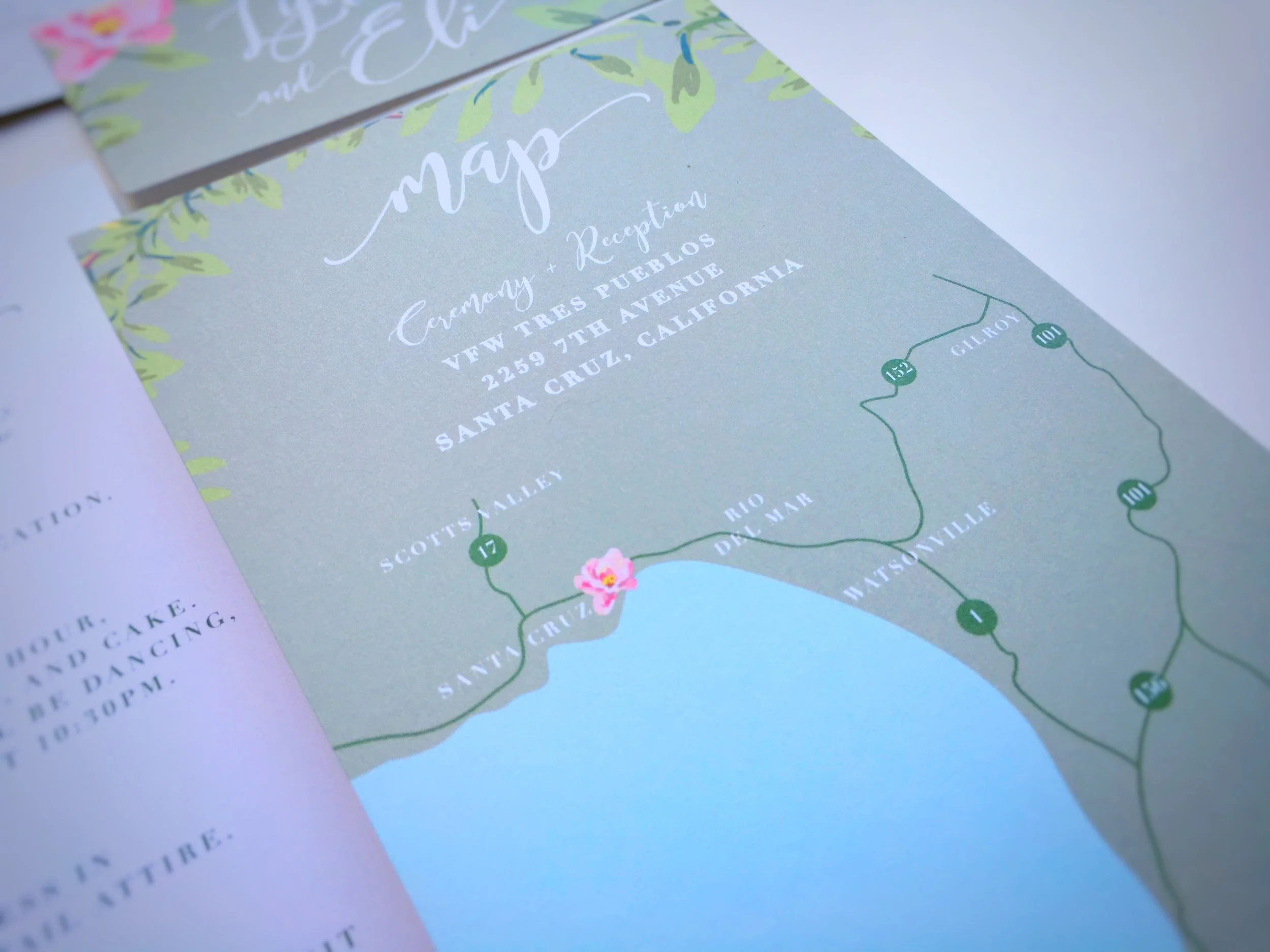 Lydia and Eli Whimsical Rustic Wedding Invitation Suite Map Card