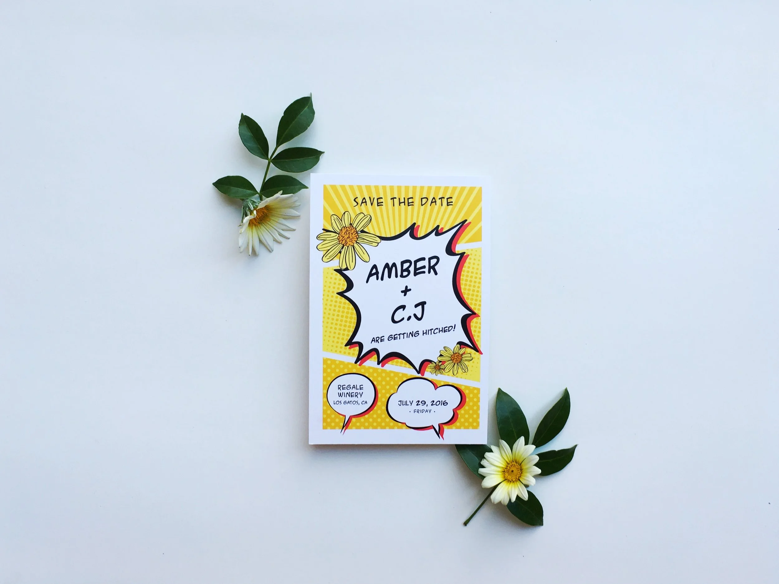 Rita-Alexis-Design-Chris-Amber-Save-the-Date-SuperHero-Comic-Yellow-Sunflowers-Illustrations.jpg