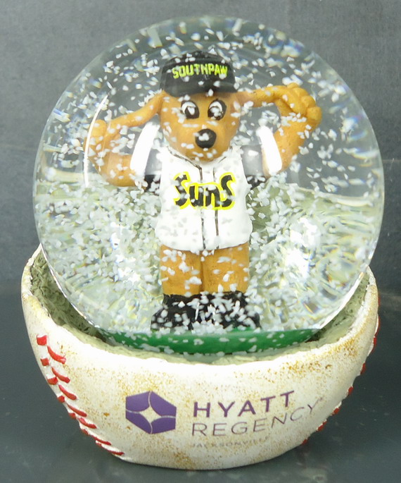 Jacksonville Suns- South Paw Snow Globe 110954,  White Snow.JPG