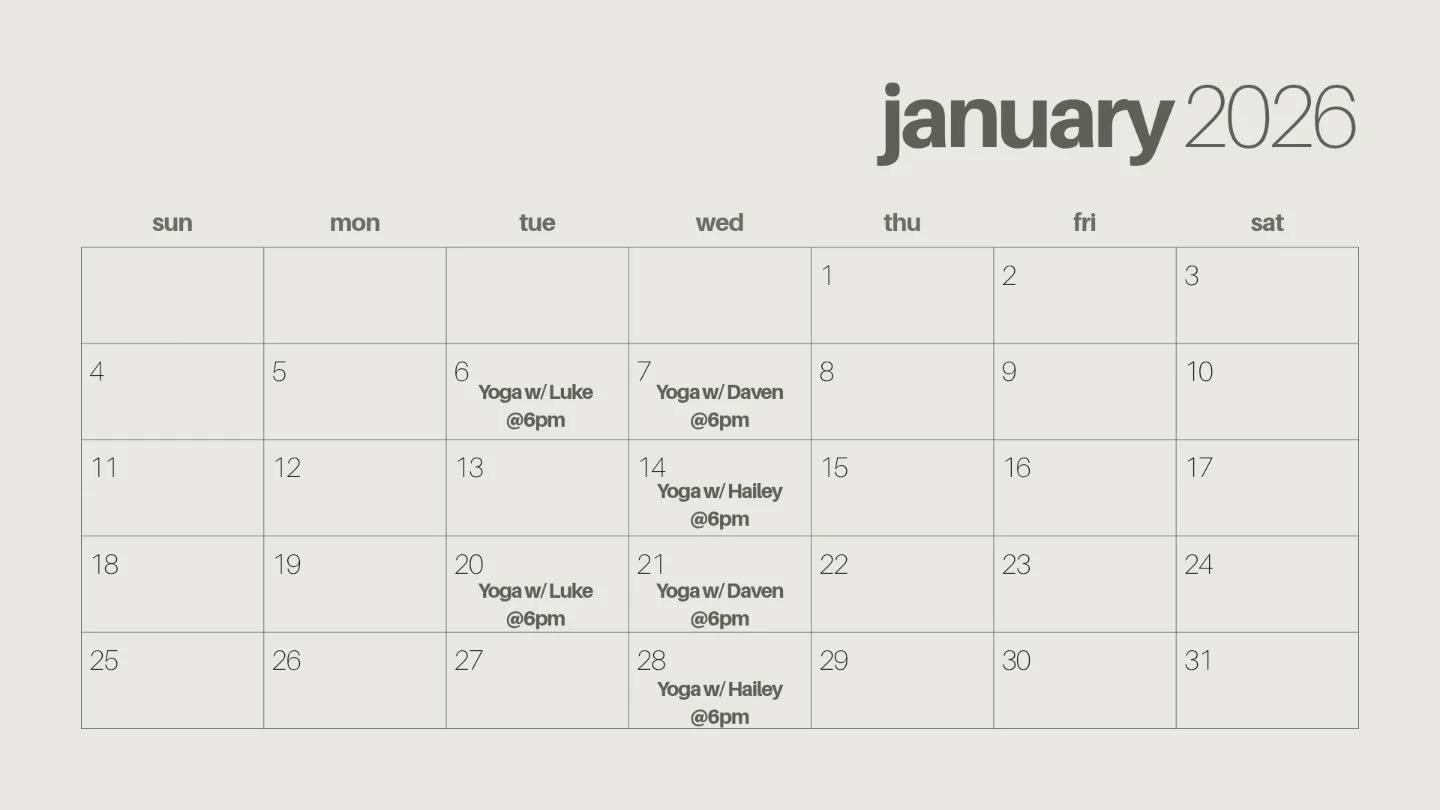 January 2026 Yoga Schedule