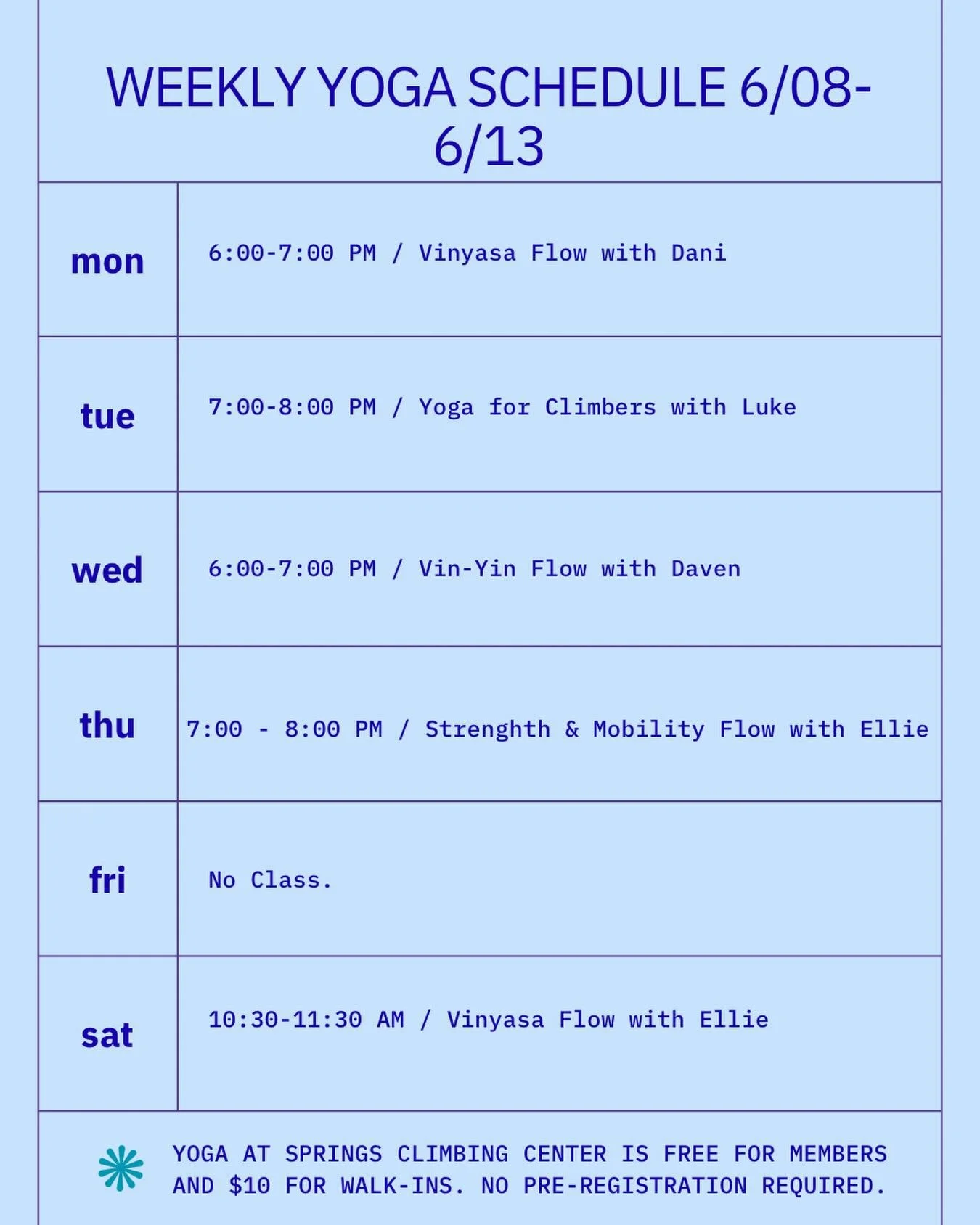 New week new yoga schedule! Find a flow that works for you! ✨💌

Yoga at SCC is free for members and $10 to walk-in. No pre-registration required. 

#wellness #yoga #colorado #coloradosprings