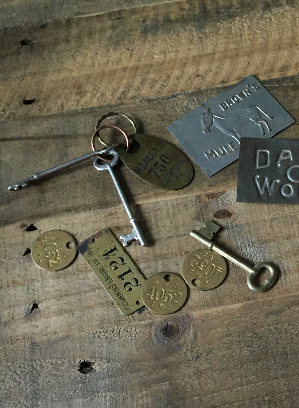 I had purchased these antique coat check tags, skeleton keys, and tool tags earlier in the day. I was now in the market for something unique to help me turn this "trash" into fabulous treasures. Sandy and his staff were great, and I have to give a {BIG} shout out to my girl Katie! To say she was great at her job, definitely would be an understatement. She could sell ice to an eskimo! I true asset to any sells business. Sandy is a lucky boss! Katie also manages the company Instagram...Go ahead and give her a holler!