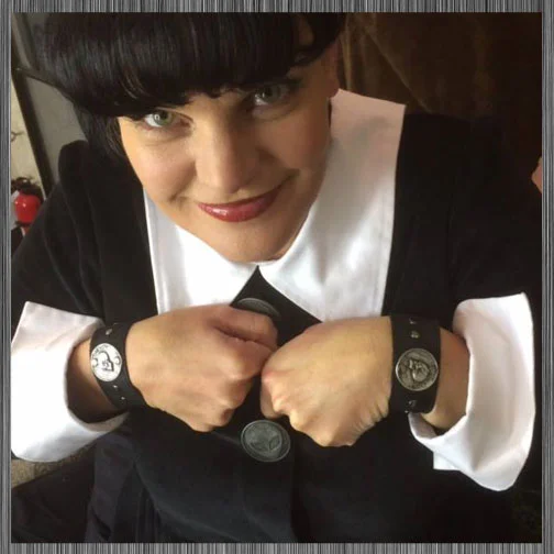 kaRIN's skull cuffs with Pauley Perette