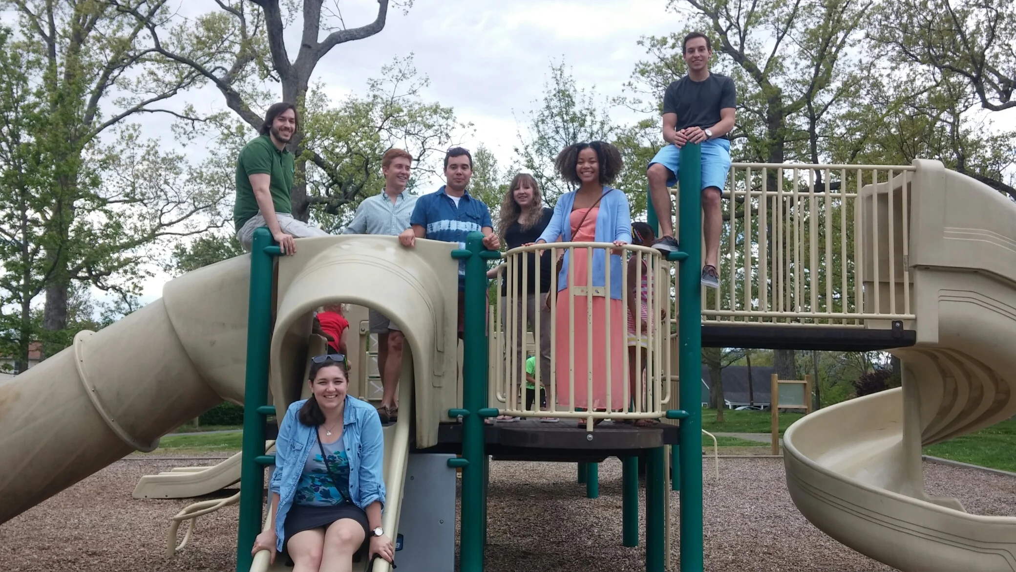 Lab members enjoying the playground