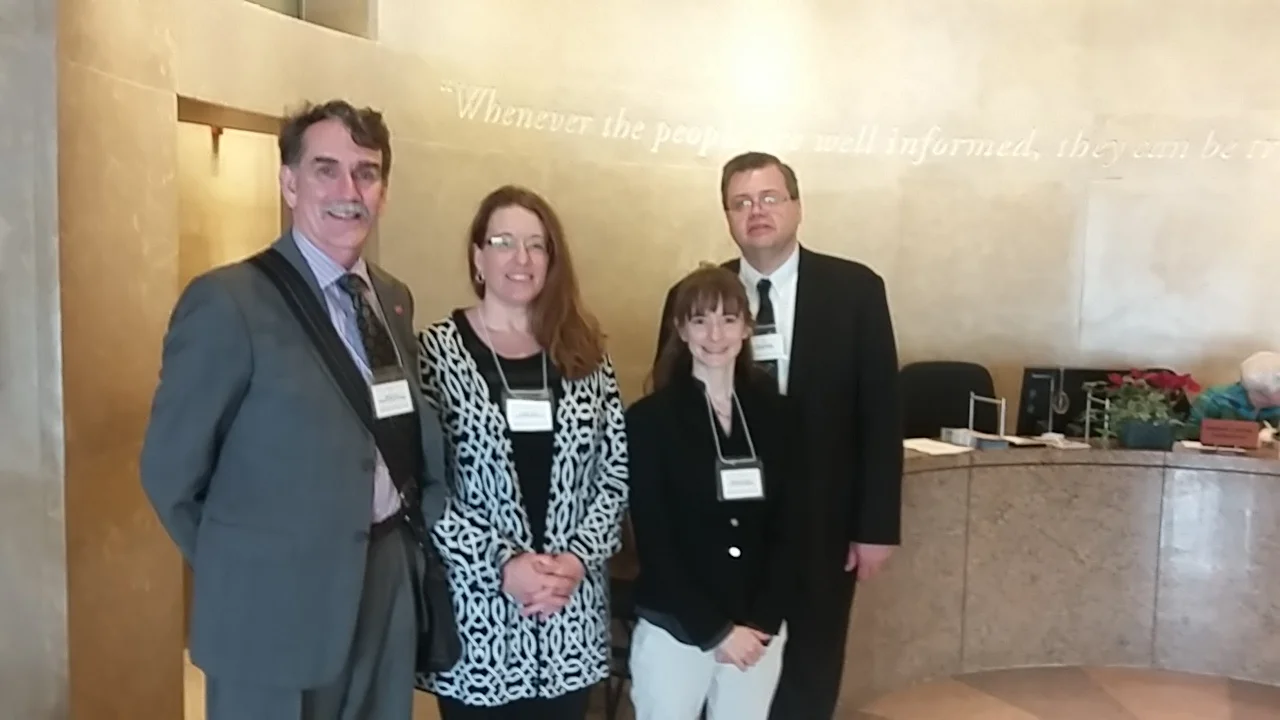 From left: Brian Turner (Randolph-Macon College), Colleen Taylor (Virginia State), Rebecca Pompano (UVA), Gerry Sherayko (Randolph College, President of VA Conference of American Association of University Professors)