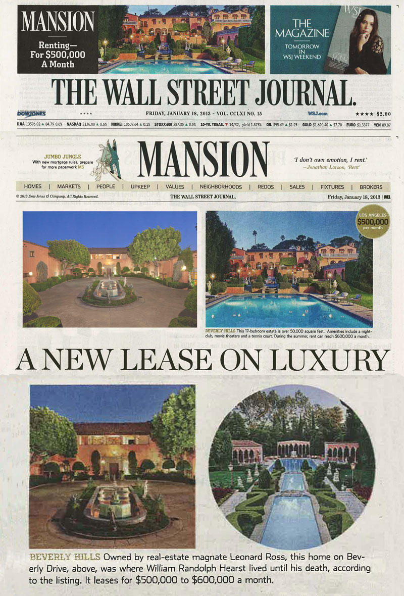 Wall Street Journal newspaper in print, WSJ mansion section.jpg
