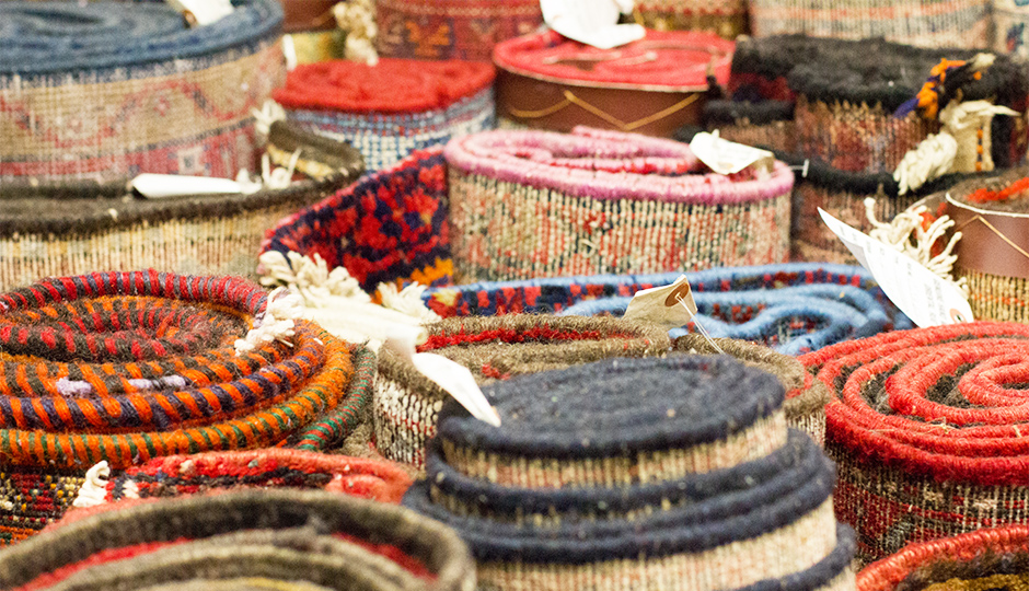A few of many, many rugs in stock. | Photo by Lauren McGrath for phillymag.com.