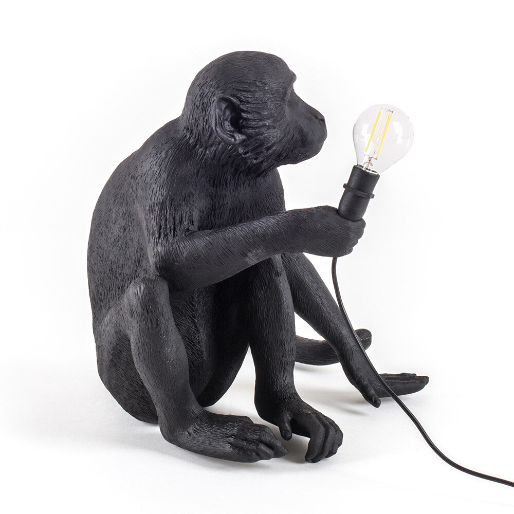 viool voelen Riet Sitting Monkey Lamp in Black — Parisa