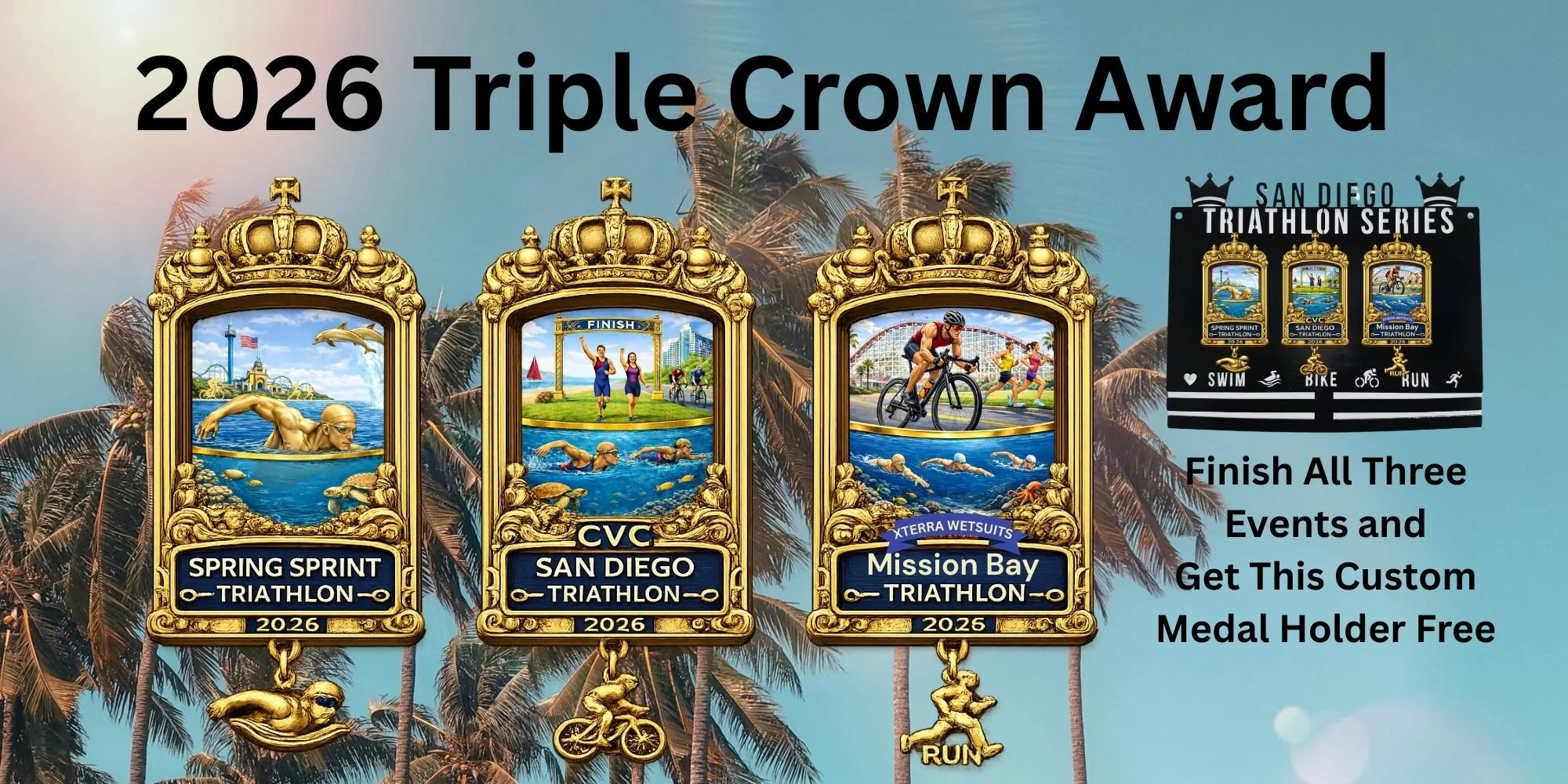 san diego triathlon triple crown medal set