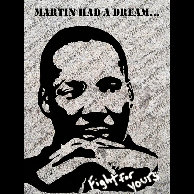 A piece I created to celebrate MLK day. I tried to make the text at the bottom look like it was done with spray paint.  I wanted to give more of an authentic feel, as if it was an actual piece of graffiti art. Any comments? #downtime #MLKday #martin…