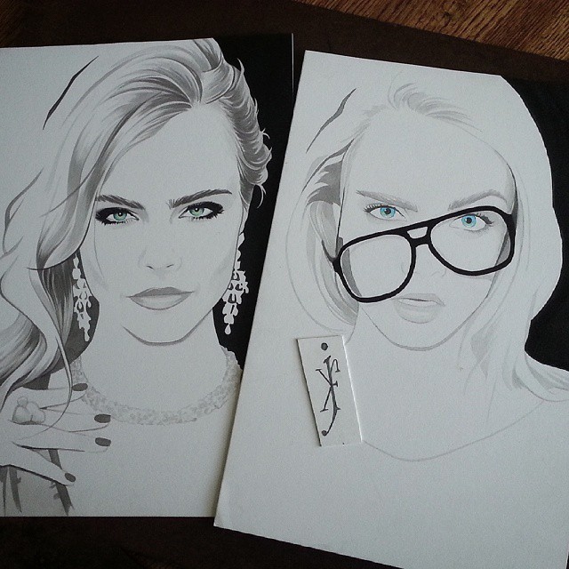 portraitsainteasy:For my #throwback today, the picture on the right was my first attempt at drawing Cara Delevingne. I liked the composition but the problem was that it looks nothing like her. Shame. I thought the glasses were cool. So that’s why I …