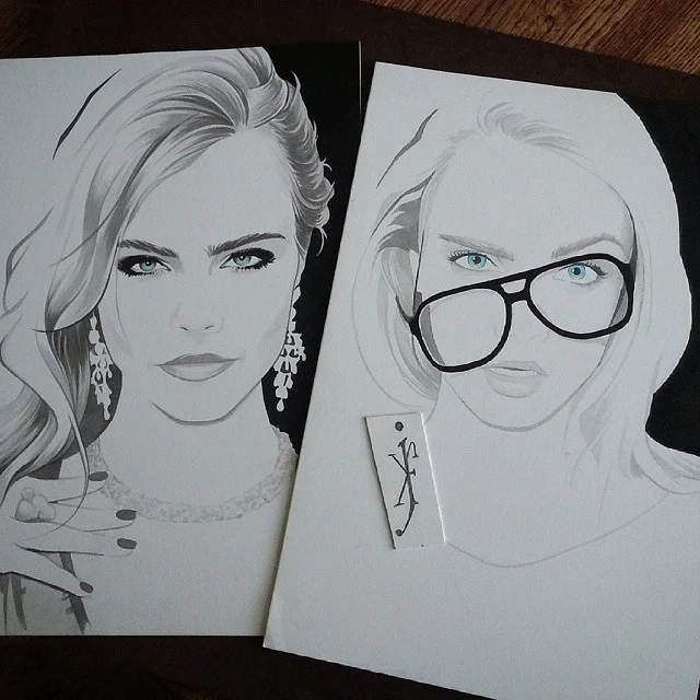 portraitsainteasy:For my #throwback today, the picture on the right was my first attempt at drawing Cara Delevingne. I liked the composition but the problem was that it looks nothing like her. Shame. I thought the glasses were cool. So that’s why I …