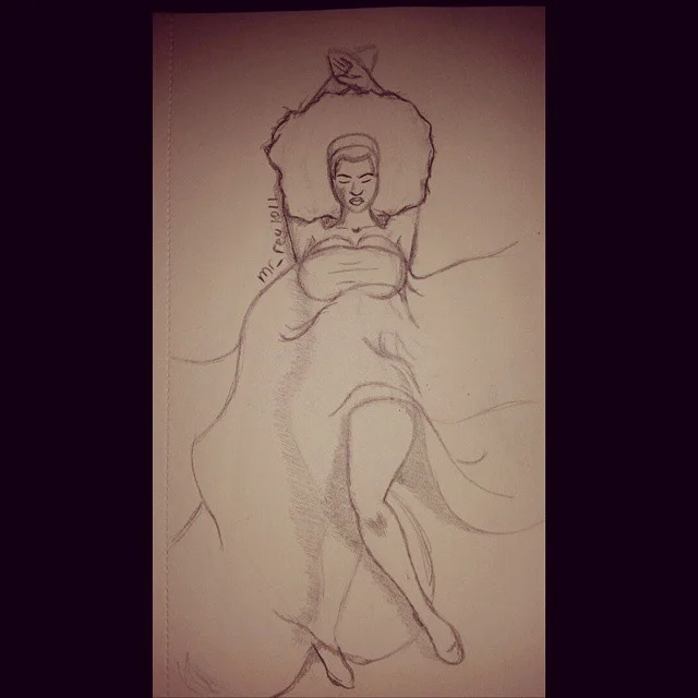 My sketch of the day, inspired by the art of @markusprimelives and my baby @monalotusmua. I call this sketch/piece “Sleeping Black Beauty”. #sketch #sketchdaily #sketchart #sketchbook #afro #afrocentric #blackandwhite #black #woman #muse…