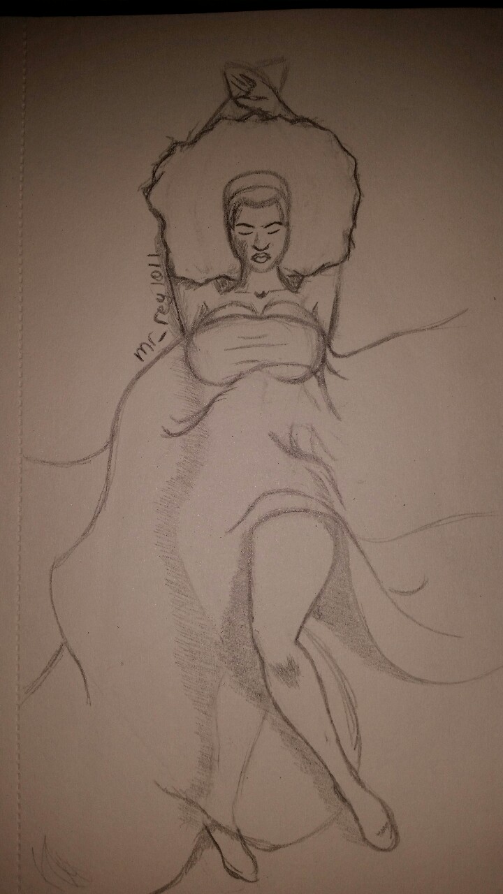 Here is a closer look at the sketch #sketch #sketchdaily #sketchart #sketchbook #afro #afrocentric #blackandwhite #black #woman #muse #sleeping #beauty #shading #afroart #pencil #paper #feedback #drawing #downtime #keepdrawing #wip #workinprogress #…