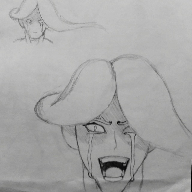 #Throwback #sketch from a few years back. Not sure what I was going for, #happy, #sad, #hysterical, or #crazy. I still like it tho. Obviously #anime inspired. #tbt #tb #pencil #paper #art #blackandwhite #illustration #crying #draw #drawing #lightsha…