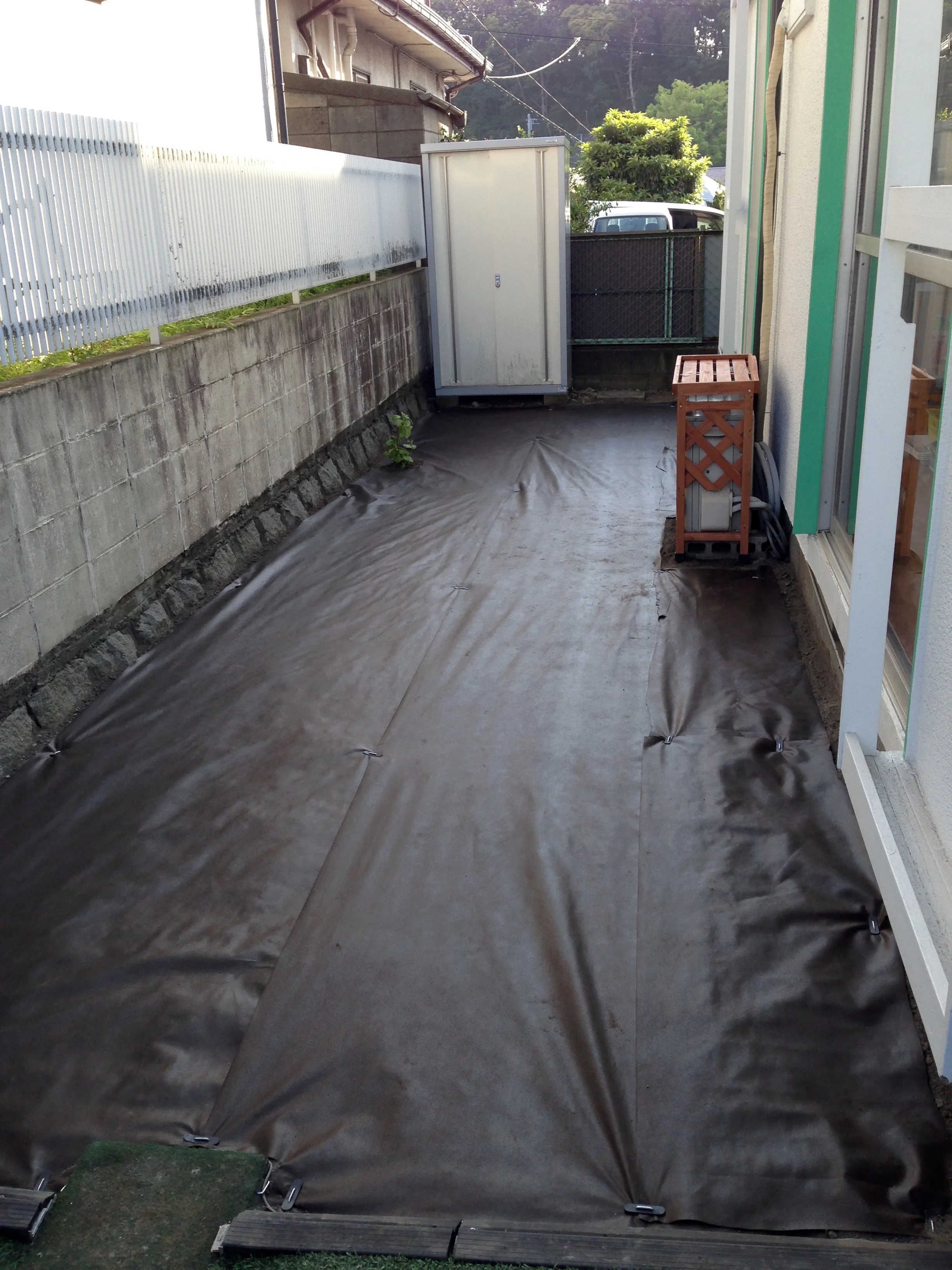 Laying down Landscape Fabric