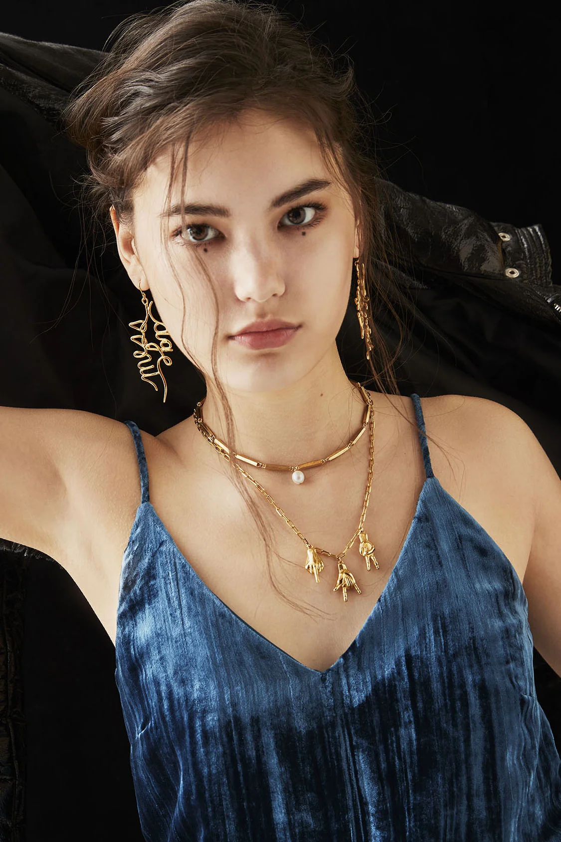 Tattoo Earrings, Ego Necklace, Triple Sign Necklace