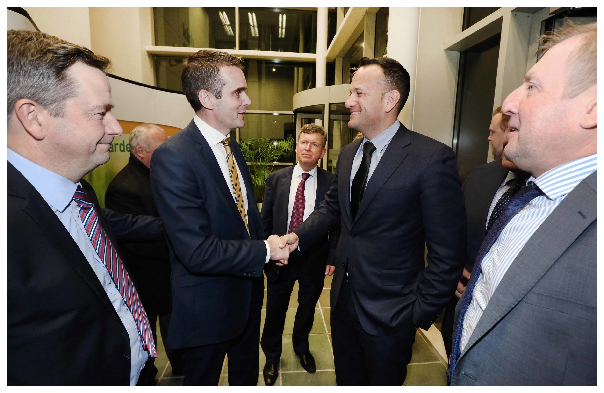  An Taoiseach Leo Varadkar meets IFA President Joe Healy, with IFA General Secretary Damian McDonald and Minister for Agriculture Michael Creed looking on. 