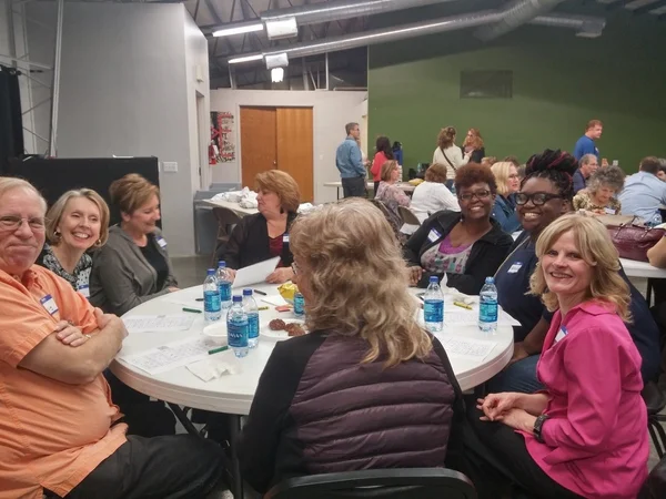 One of many tables enjoying singing bingo!