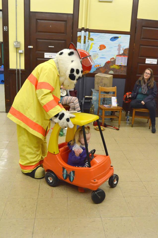  Sparky the Fire Dog visits WSPS on opening day at its new location 