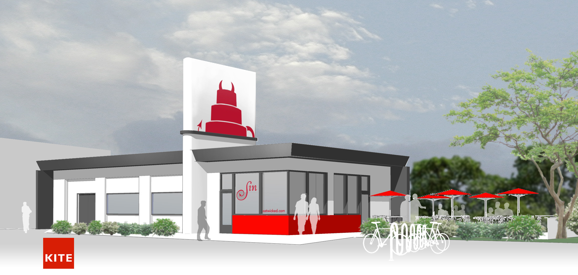  2013 rendering of proposed location for Sin Bakery by design winner Christine West, KITE Architects 