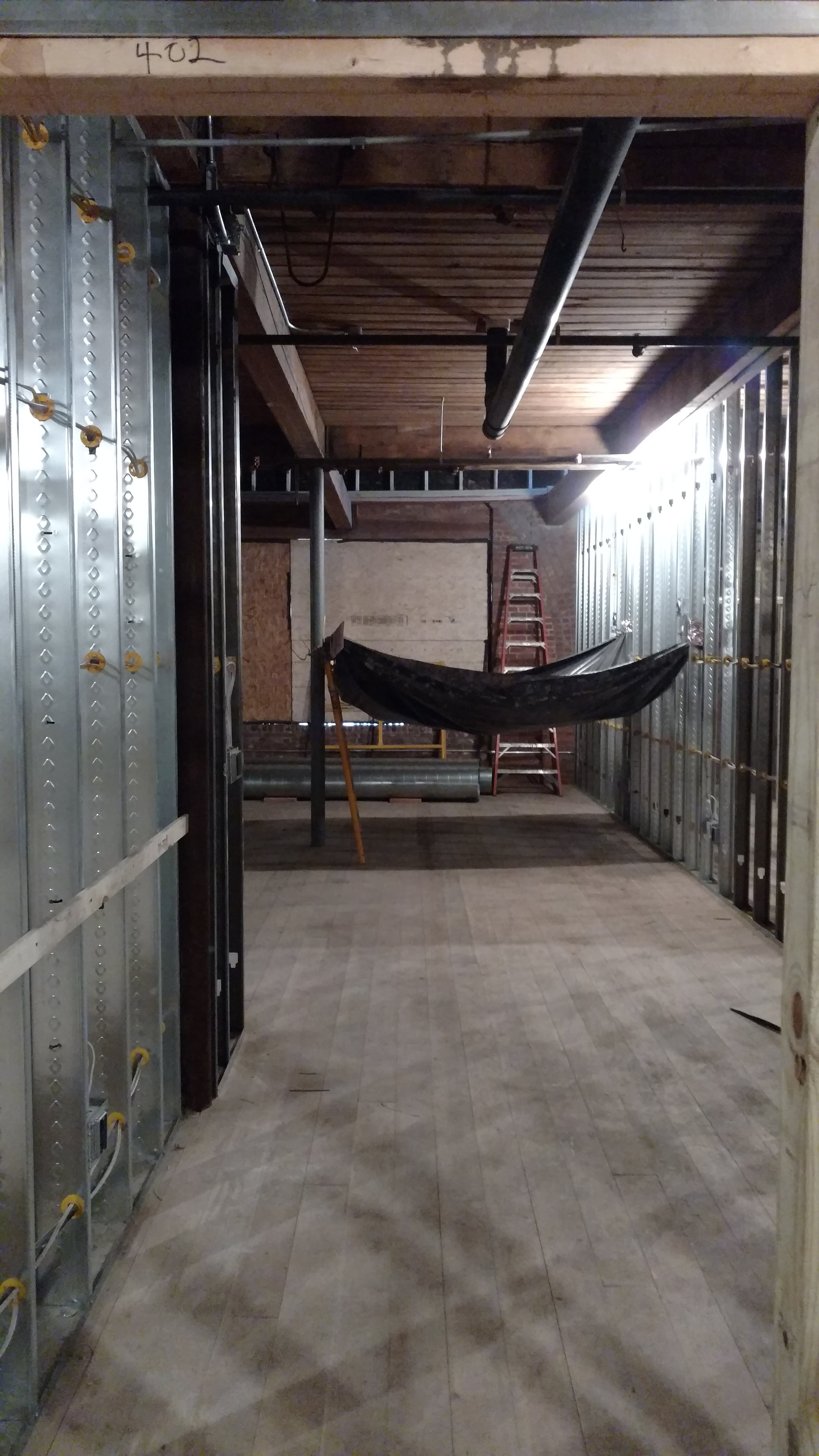  View from central hallway into third floor two-bedroom facing east 