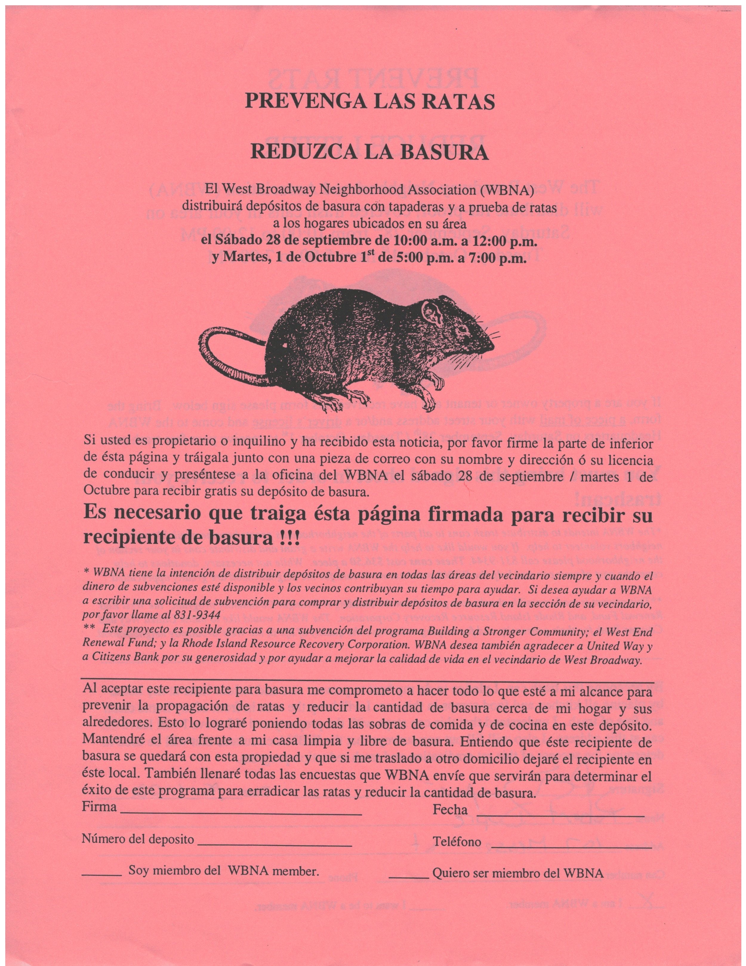  Rat-O-Rama volunteers went door to door distributing multi-lingual flyers and sign up forms to neighbors (2002) 