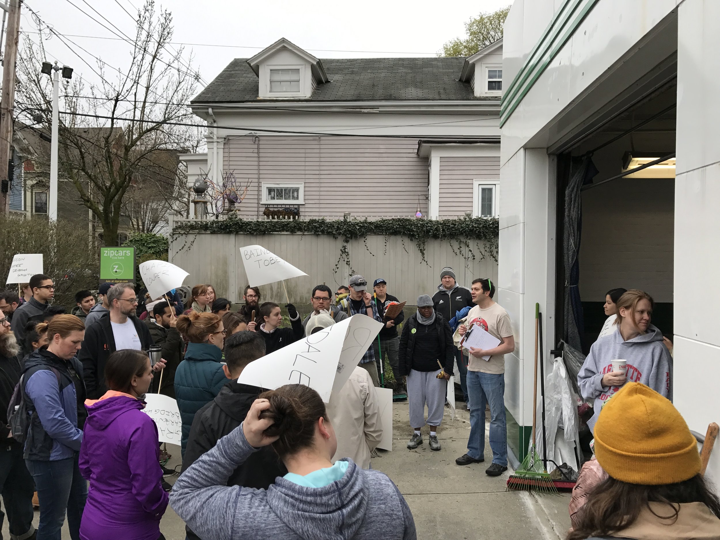 Organizer Terry Snook asks neighbor-volunteers to form street teams