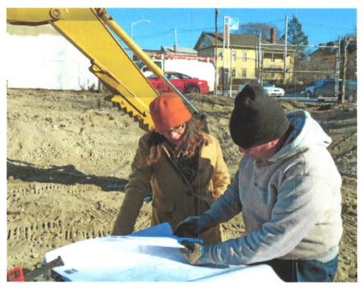  Kari Lang with Domenic Mazza of Mazza Construction  Photo courtesy of Providence Journal  