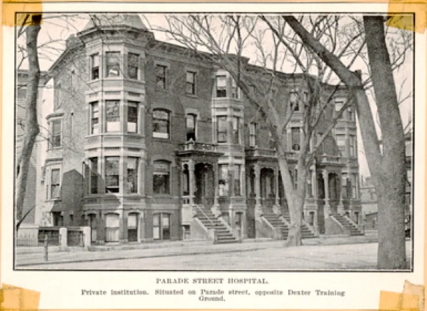 Parkview nursing home building, c 1916, before these row homes were converted to a hospital