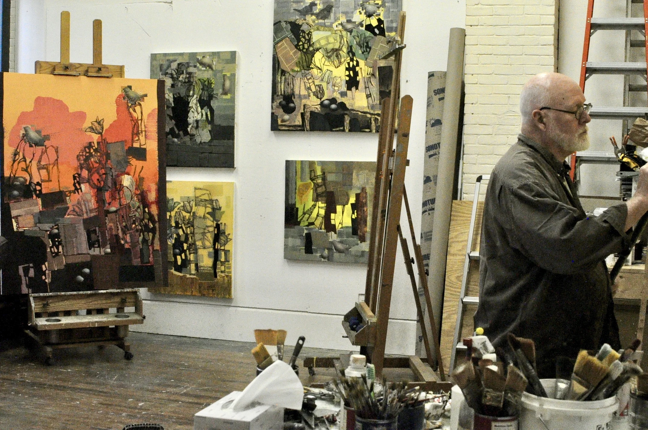 Artist David Frazer in his painting studio Photo by Barbra Revill