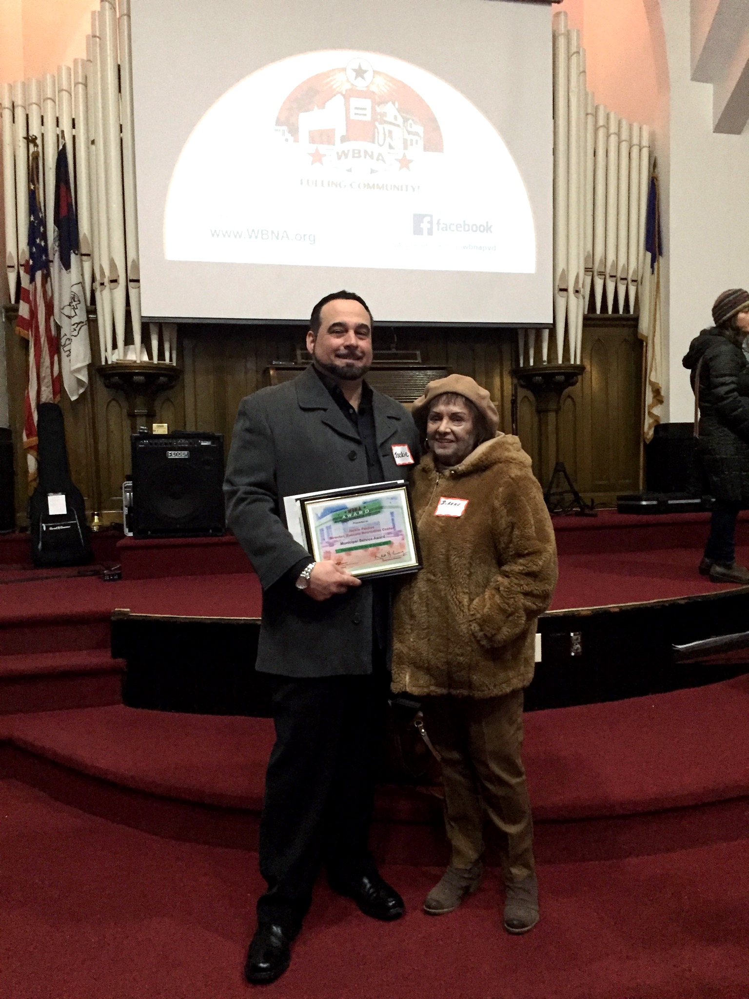  Municipal Service Award: Jackie Poulios, Director, Zuccolo Recreation Center (pictured on left with his mother Dianne, also a lifelong West End neighbor) 