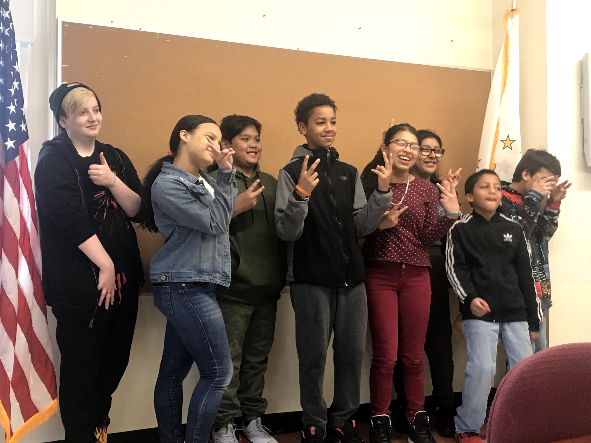  Some of the 15 newly elected members of West Broadway Middle School’s first National Student Council 