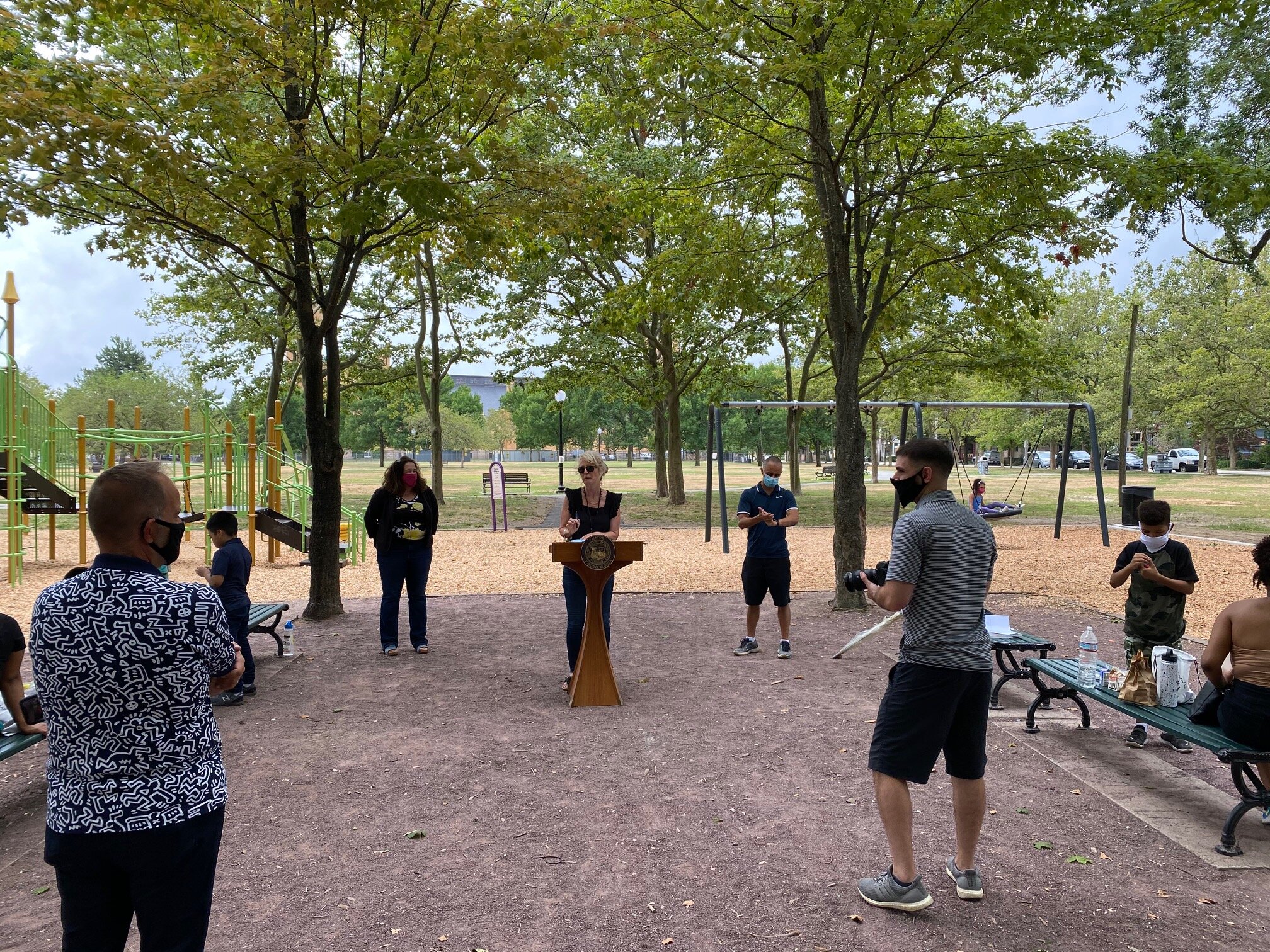  Parks Superintendent Wendy Nilsson applauds the “Partnership Power” involved in this project during a social-distanced ribbon cutting celebration in August 2020 