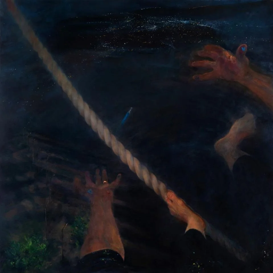 Almost Falling, 2024, oil on canvas, 100x100 cm (39x39 in).jpg