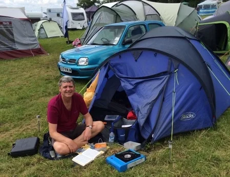 Peter Williams getting settled in his humble abode for the week ahead.
